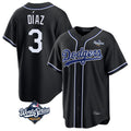 Los Angeles Dodgers #3 Edwin D¨ªaz Player Black CONTON World Series Carbon Limited Home Stitched Jerseys