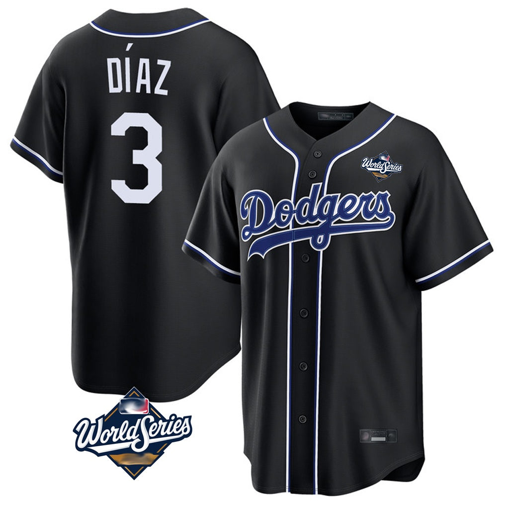 Los Angeles Dodgers #3 Edwin D¨ªaz Player Black CONTON World Series Carbon Limited Home Stitched Jerseys