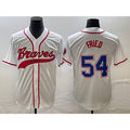 Atlanta Braves #54 Max Fried White CONTON Cool Base With Patch Stitched Jersey