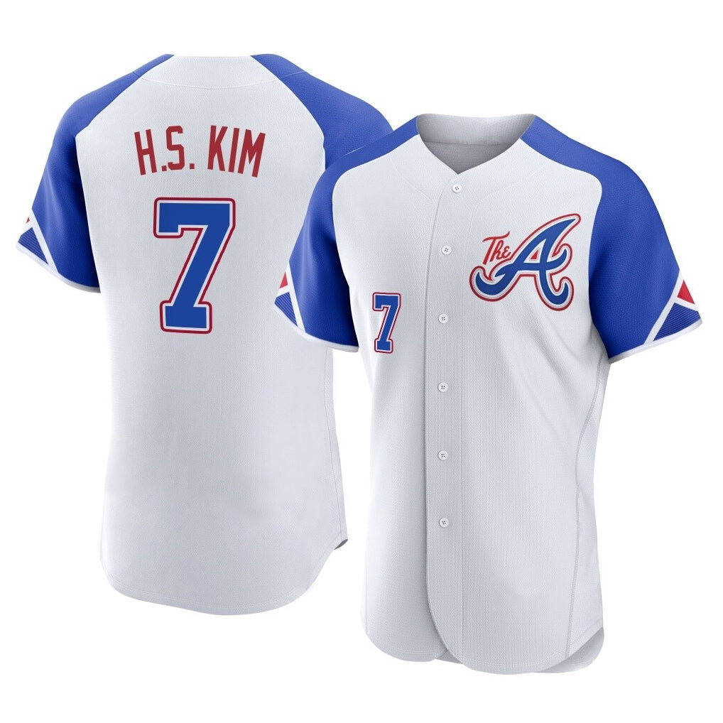 Atlanta Braves #7 Ha-Seong Kim Player White CONTON City Connect Limited Elite Home Game Stitched Jerseys