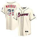 Atlanta Braves #31 Greg Maddux Player Cream CONTON USA 250 Fourth Of July Limited Home Game Stitched Jerseys