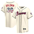 Atlanta Braves #30 Drake Baldwin Player Cream CONTON USA 250 Fourth Of July Limited Home Game Stitched Jerseys