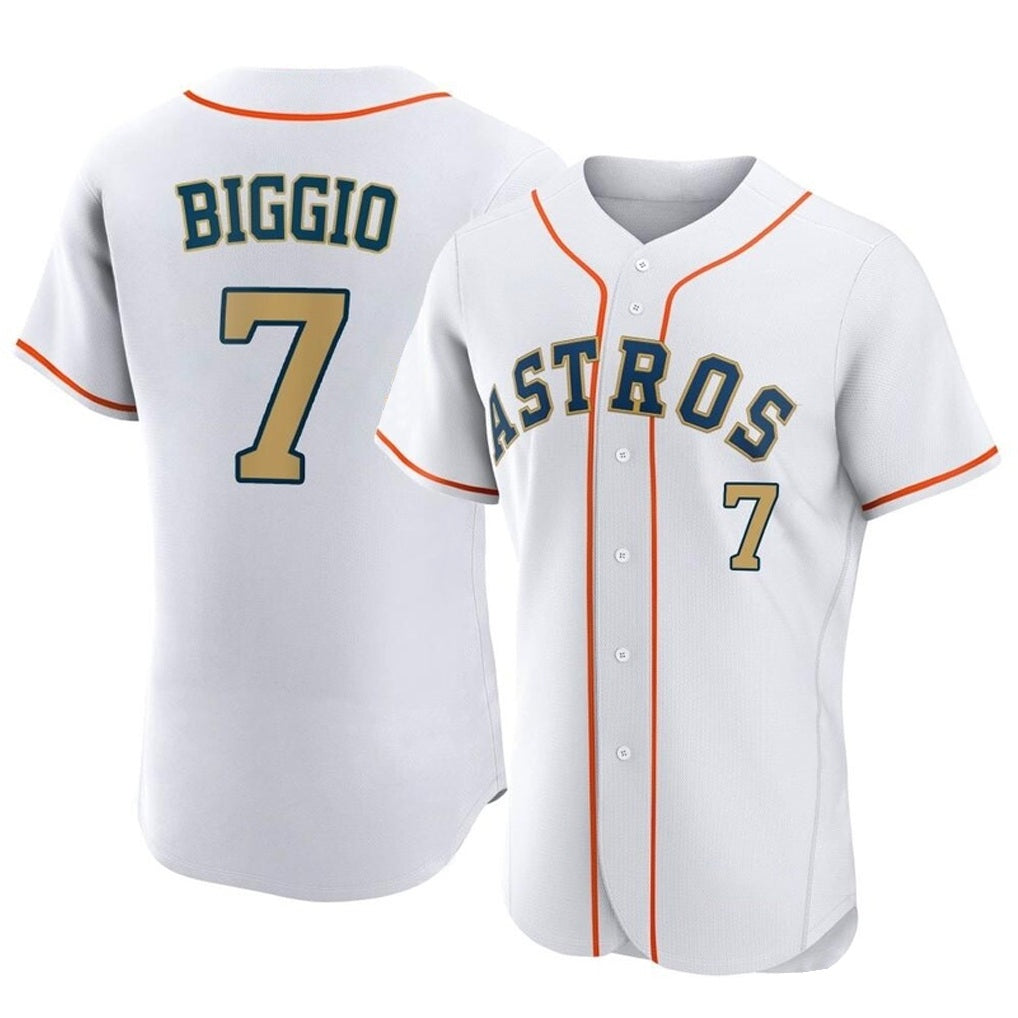 Houston Astros #7 Craig Biggio Player Gold CONTON Collection Limited Elite Home Stitched Jerseys