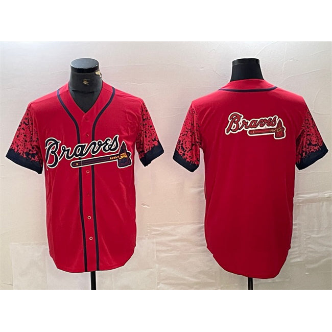 Atlanta Braves Red CONTON Team Big Logo City Connect Cool Base Stitched Jersey