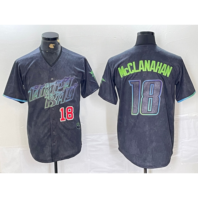 Tampa Bay Rays #18 Shane McClanahan Number Charcoal CONTON 2024 City Connect Limited Stitched Jerseys
