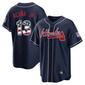 Atlanta Braves #13 Ronald Acuna Jr Player Navy CONTON USA 250 Fourth Of July Limited Home Game Stitched Jerseys