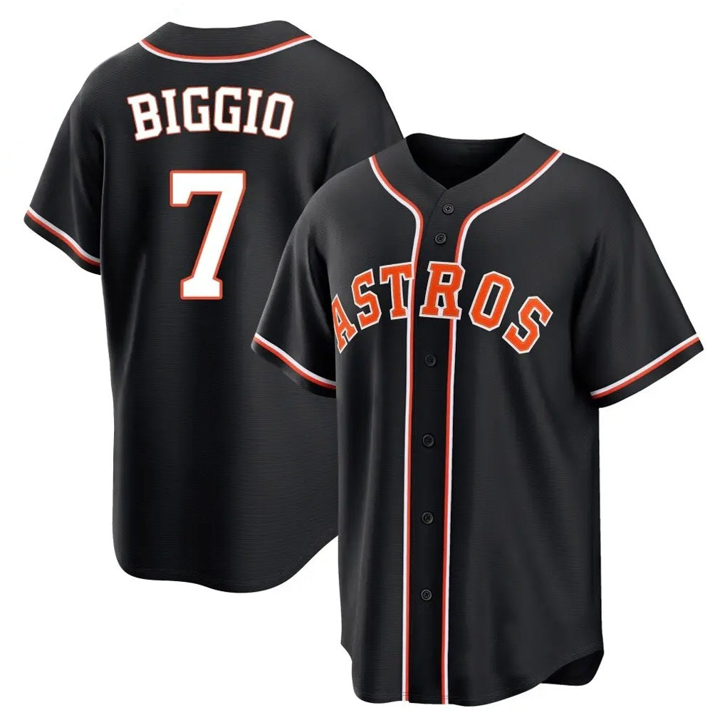 Houston Astros #7 Craig Biggio Player Black CONTON Fashion Out Home Game Stitched Jerseys