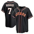Houston Astros #7 Craig Biggio Player Black CONTON Fashion Out Home Game Stitched Jerseys
