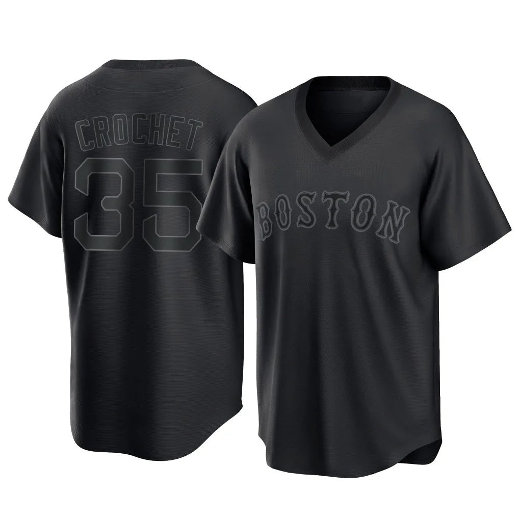 Boston Red Sox #35 Garrett Crochet Player Black CONTON T-shirt Home Game Stitched Jerseys