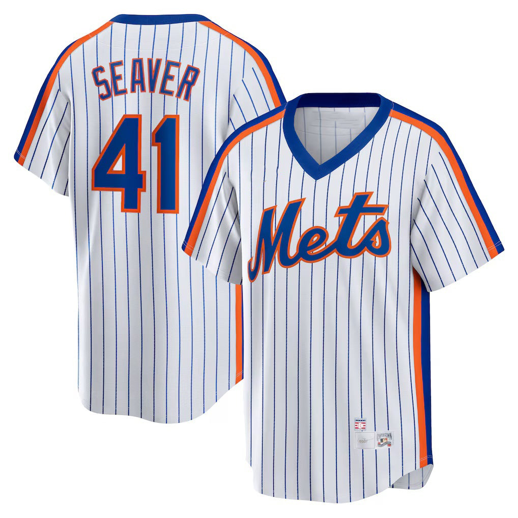New York Mets #41 Tom Seaver White CONTON Home Cooperstown Collection Player Jersey