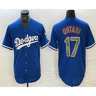 Los Angeles Dodgers #17 Shohei Ohtani Blue Green CONTON Stitched Cool Base Jerseys