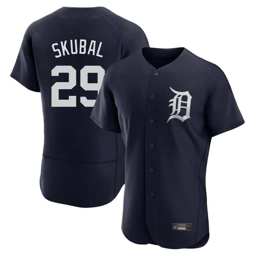 Detroit Tigers #29 Tarik Skubal Player Navy CONTON Limited Elite Home Stitched Jerseys