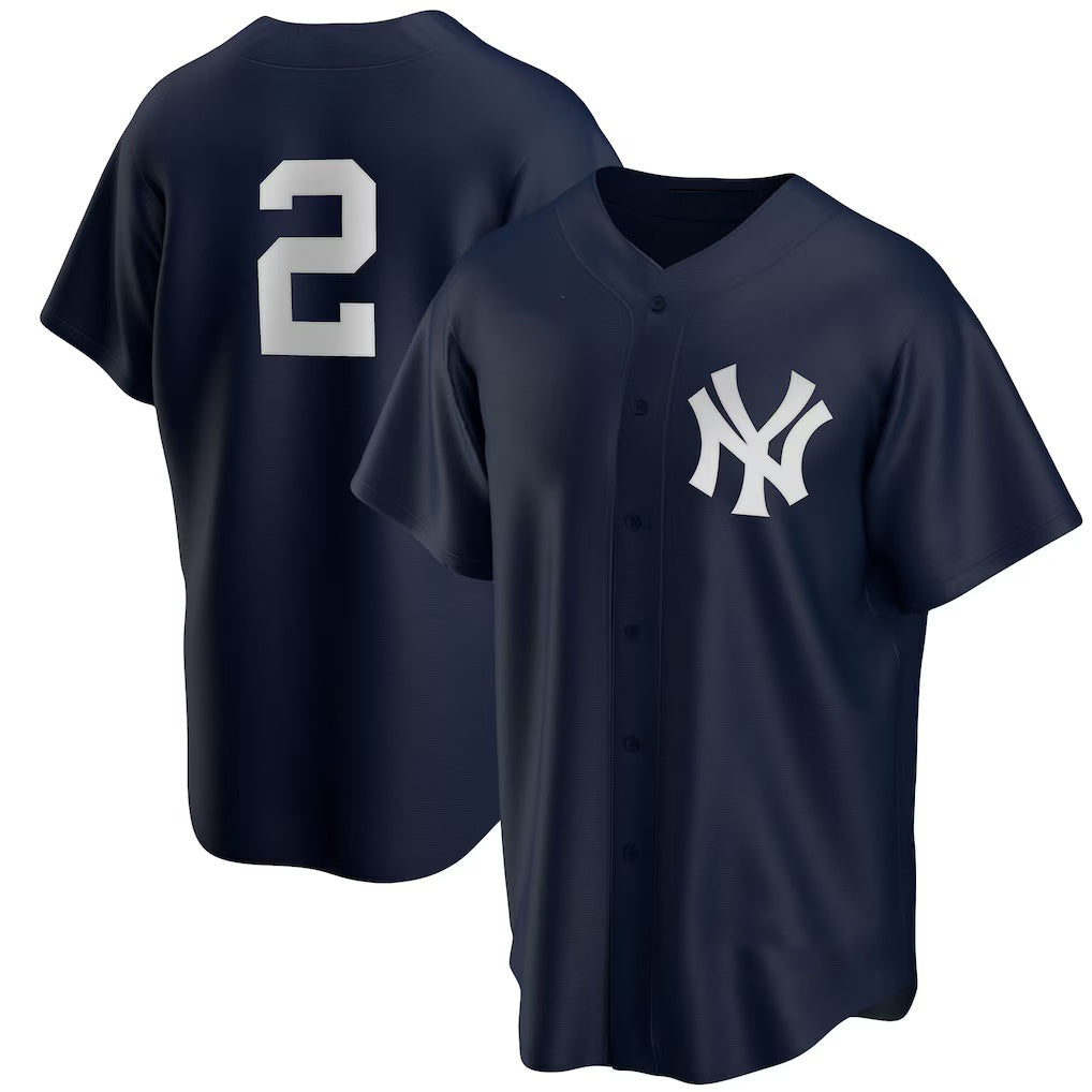 New York Yankees #2 Derek Jeter Navy CONTON Alternate Replica Player Jersey