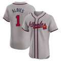 Atlanta Braves #1 Ozzie Albies Player Gray CONTON Limited Elite Home Game Stitched Jerseys