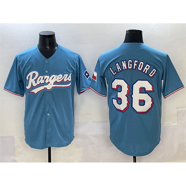 Texas Rangers #36 Wyatt Langford Blue CONTON Limited Stitched Jersey
