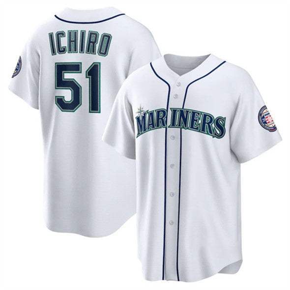 Seattle Mariners #51 Ichiro Suzuki White CONTON Cool Base Stitched Jersey
