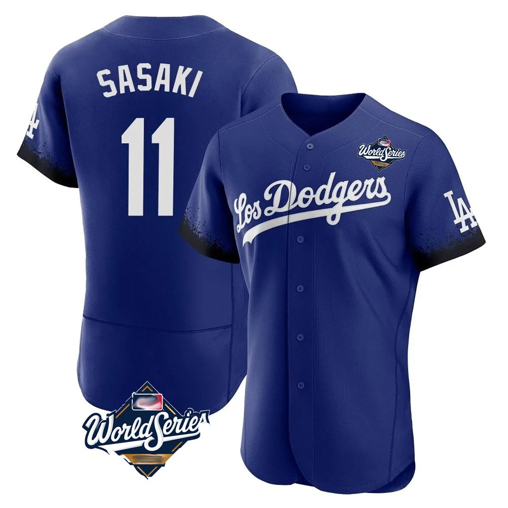Los Angeles Dodgers #11 Roki Sasaki Player Royal CONTON World Series City Connect Elite Home Stitched Jerseys