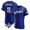 Los Angeles Dodgers #11 Roki Sasaki Player Royal CONTON World Series City Connect Elite Home Stitched Jerseys