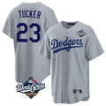 Los Angeles Dodgers #23 Kyle Tucker Player Gray CONTON World Series Game Stitched Jerseys