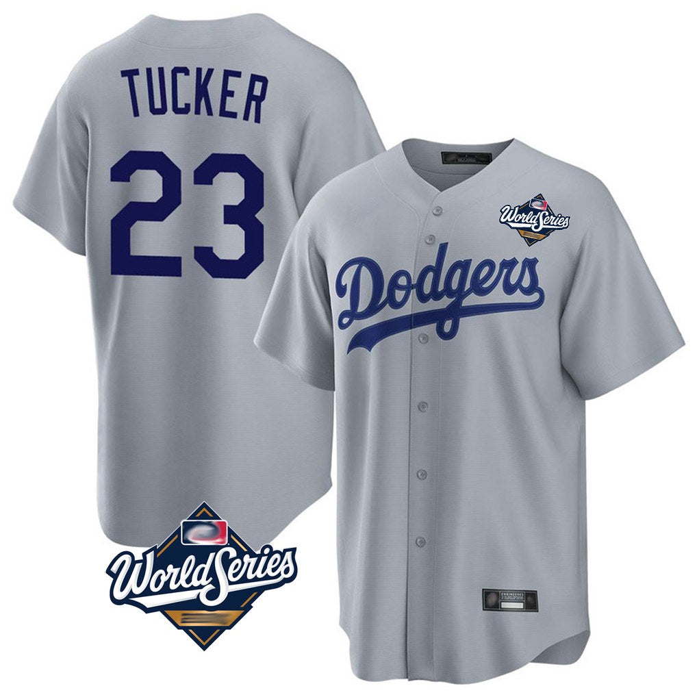 Los Angeles Dodgers #23 Kyle Tucker Player Gray CONTON World Series Game Stitched Jerseys