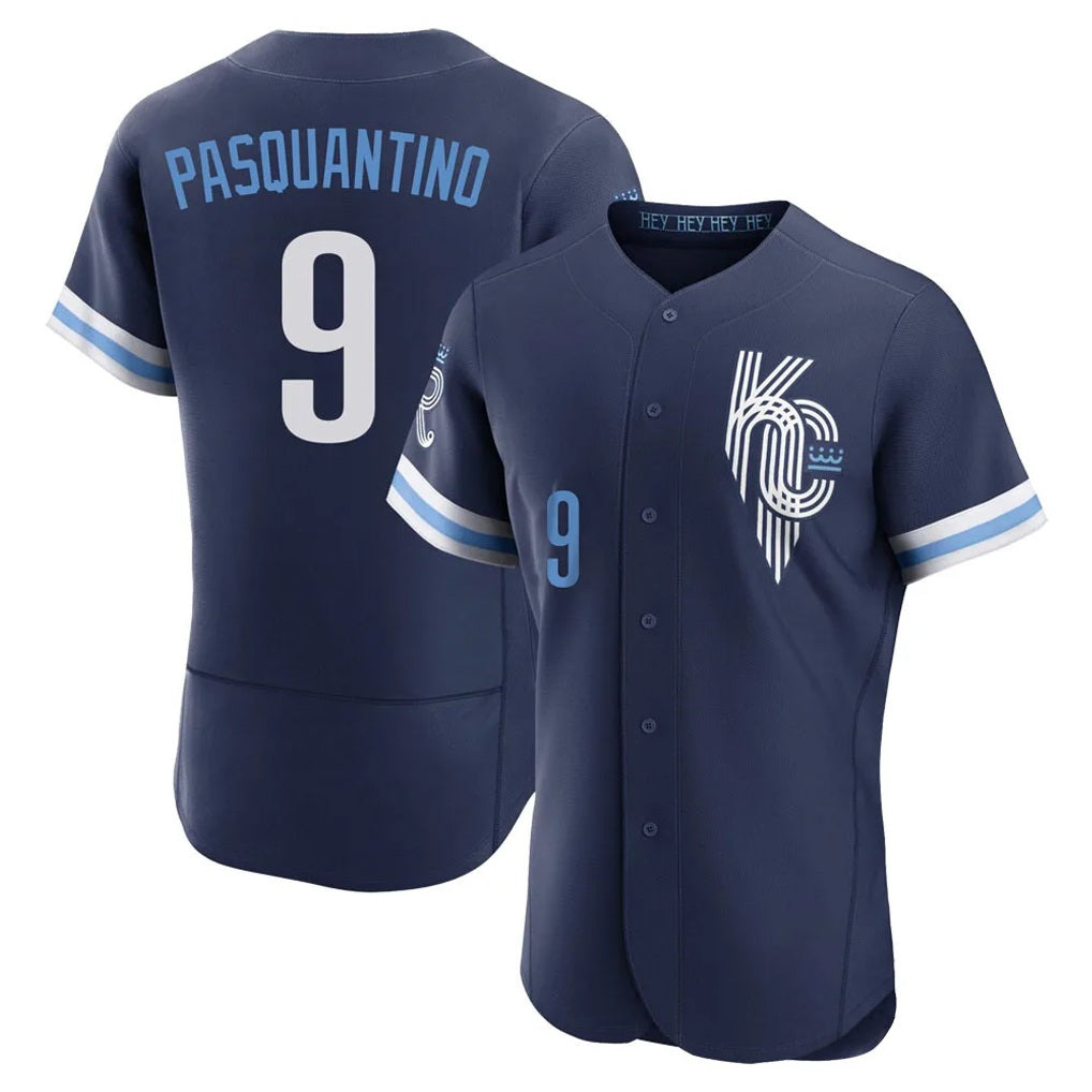 Kansas City Royals #9 Vinnie Pasquantino Player Navy CONTON City Connect Limited Elite Home Stitched Jerseys