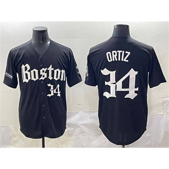 Boston Red Sox #34 David Ortiz Black CONTON Gothic Vapor Limited Stitched Jersey