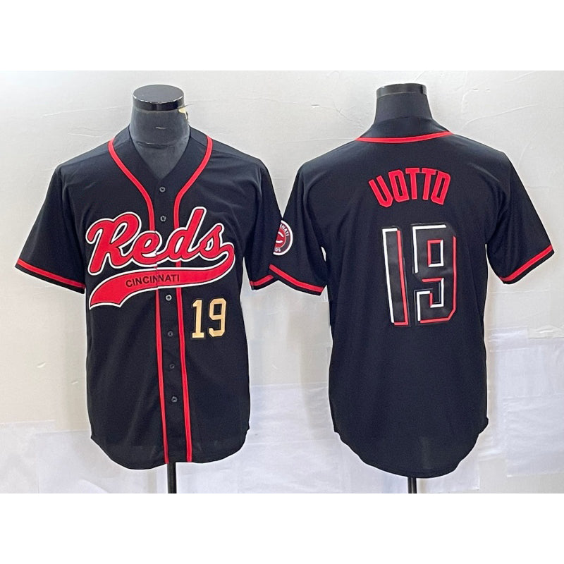 Cincinnati Reds #19 Joey Votto Number Black CONTON 2023 City Connect Cool Base Stitched Jerseys