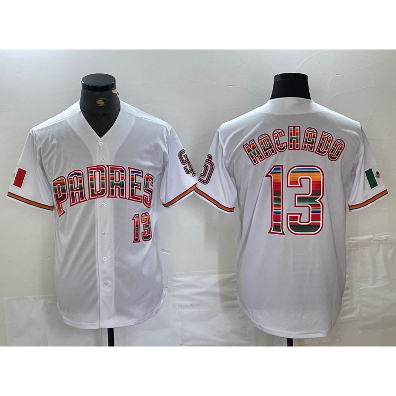 San Diego Padres #13 Manny Machado Mexico White CONTON Cool Base Stitched Jersey