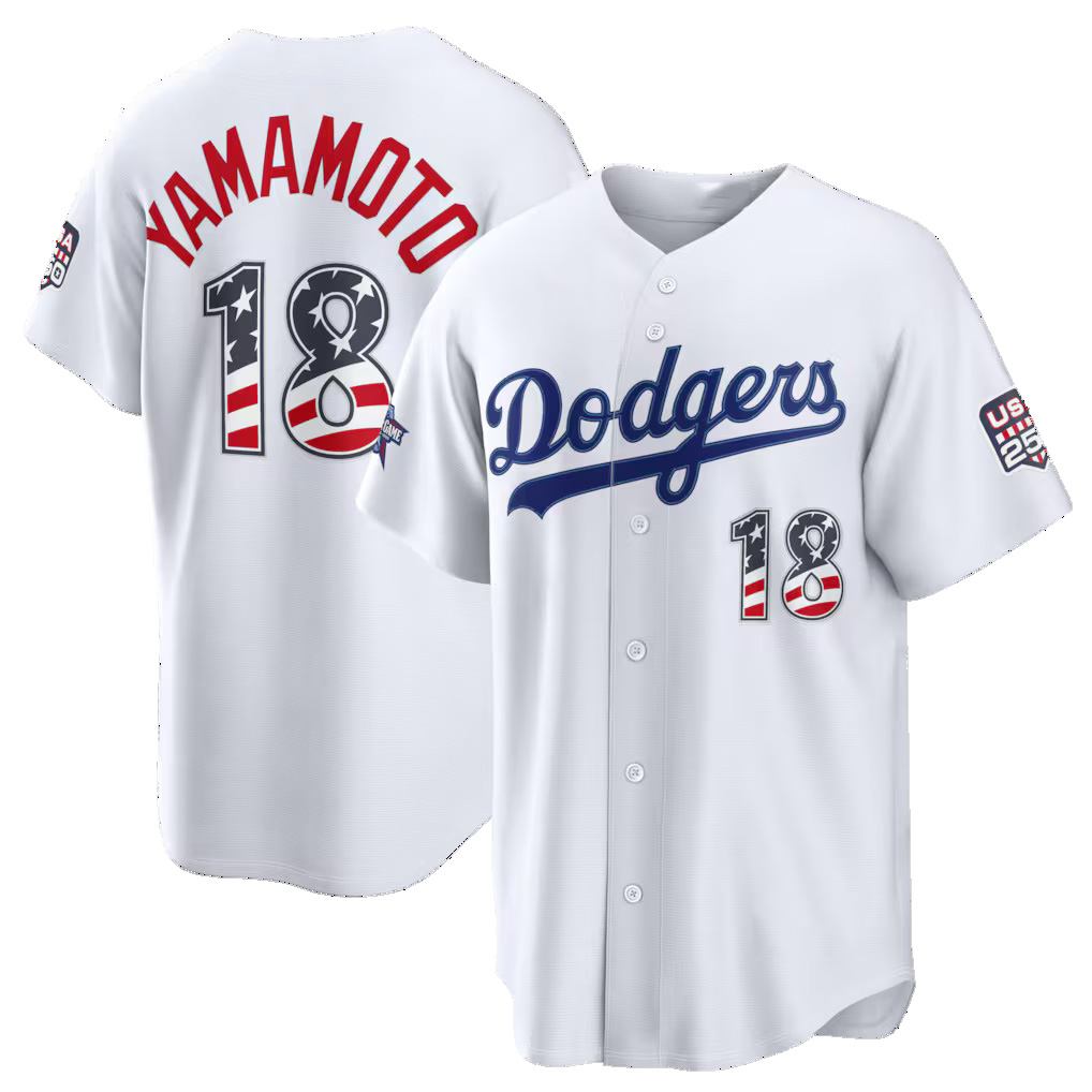 Los Angeles Dodgers #18 Yoshinobu Yamamoto 2026 All-Star Edition Stars & Stripes White CONTON Stadium Jersey