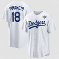 Los Angeles Dodgers #18 Yoshinobu Yamamoto White CONTON 2025 World Series Home Cool Base Stitched Jersey