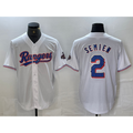 Texas Rangers #2 Marcus Semien White CONTON 2023 World Series Champions Cool Base Jersey