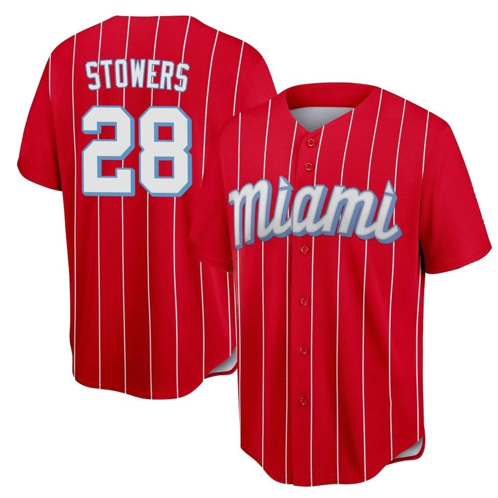 Miami Marlins #28 Kyle Stowers Player Red CONTON City Connect Home Game Stitched Jerseys