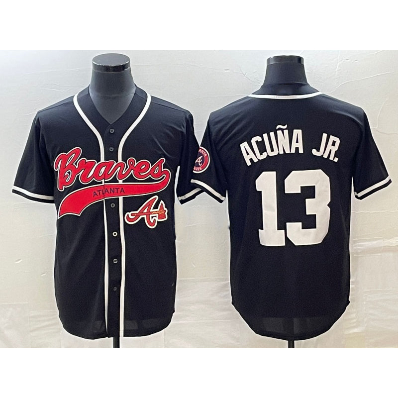 Atlanta Braves #13 Ronald Acuna Jr Black CONTON Cool Base Stitched Jersey