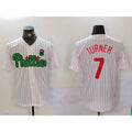 Philadelphia Phillies #7 Trea Turner White Green CONTON Cool Base Stitched Jersey 2