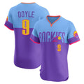 Colorado Rockies #9 Brenton Doyle Player Purple-Light Blue CONTON City Connect Limited Elite Home T-shirt Stitched Jerseys