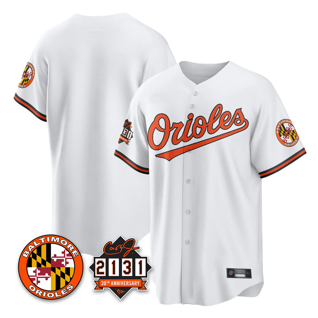 Baltimore Orioles White CONTON 30th Anniversary of 2131 Home Game Blank Player Stitched Jerseys