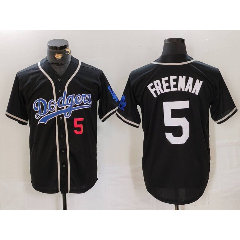 Los Angeles Dodgers #5 Freddie Freeman Number Black CONTON Cool Base With Patch Stitched Jersey 2