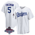 Los Angeles Dodgers #5 Freddie Freeman White CONTON 2024 World Series Champions Cool Base Stitched Jersey