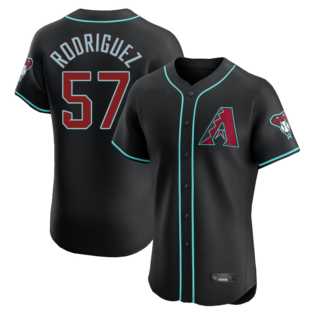 Arizona Diamondbacks #57 Eduardo Rodriguez Player Black CONTON Limited Elite Home Game Stitched Jerseys