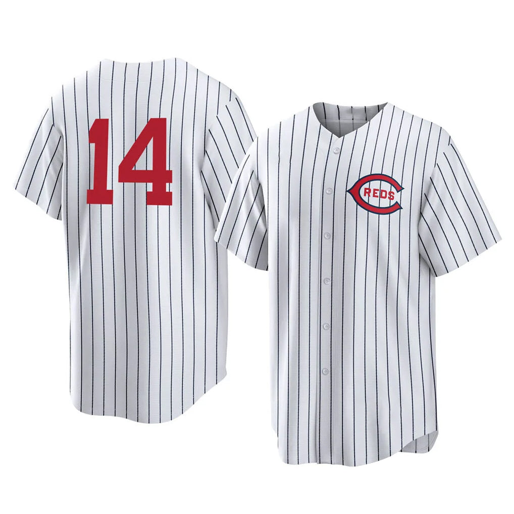 Cincinnati Reds #14 Pete Rose Player White CONTON Stripe Field of Dreams Game Home Stitched Jerseys
