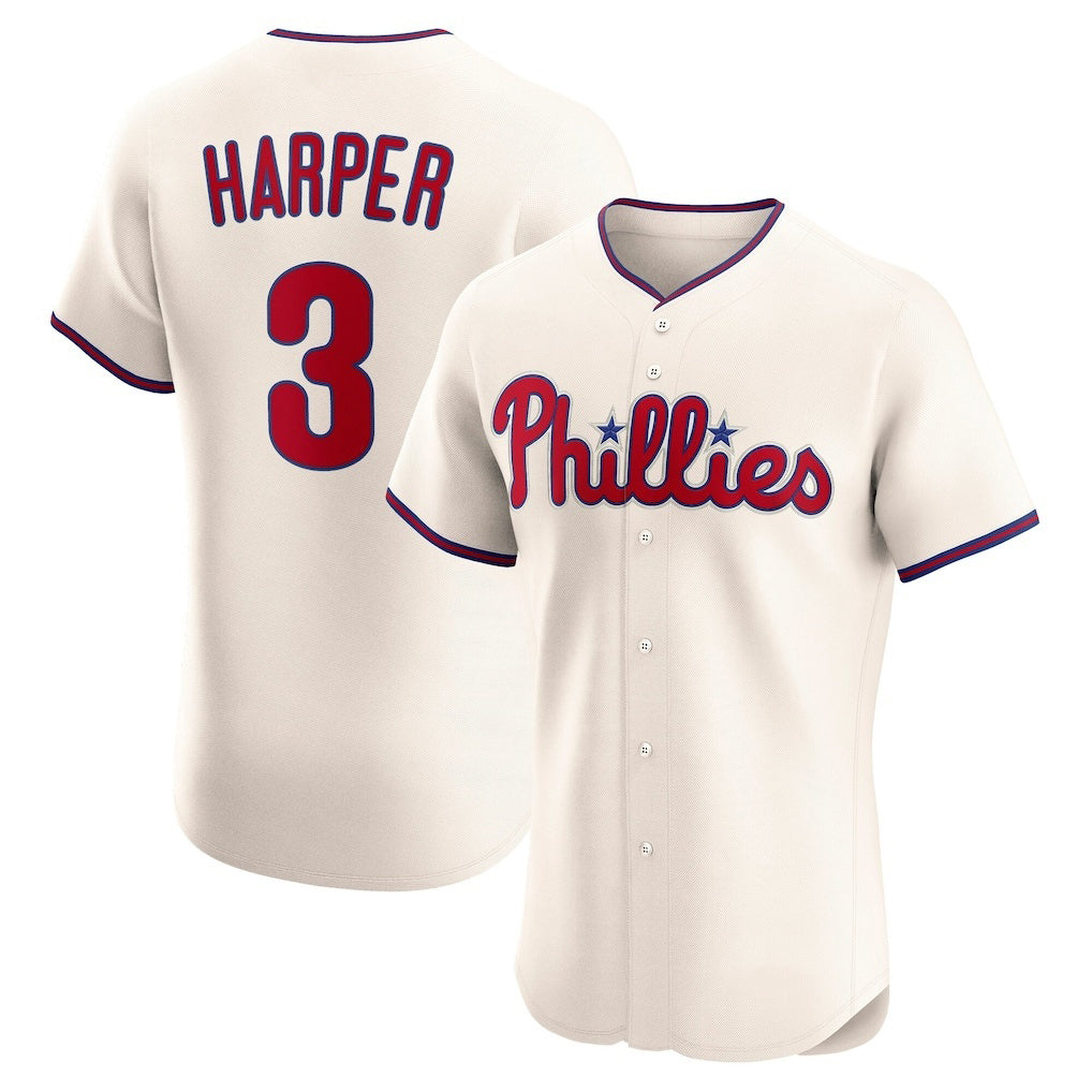 Philadelphia Phillies #3 Bryce Harper Cream CONTON Alternate 2 Elite Jersey
