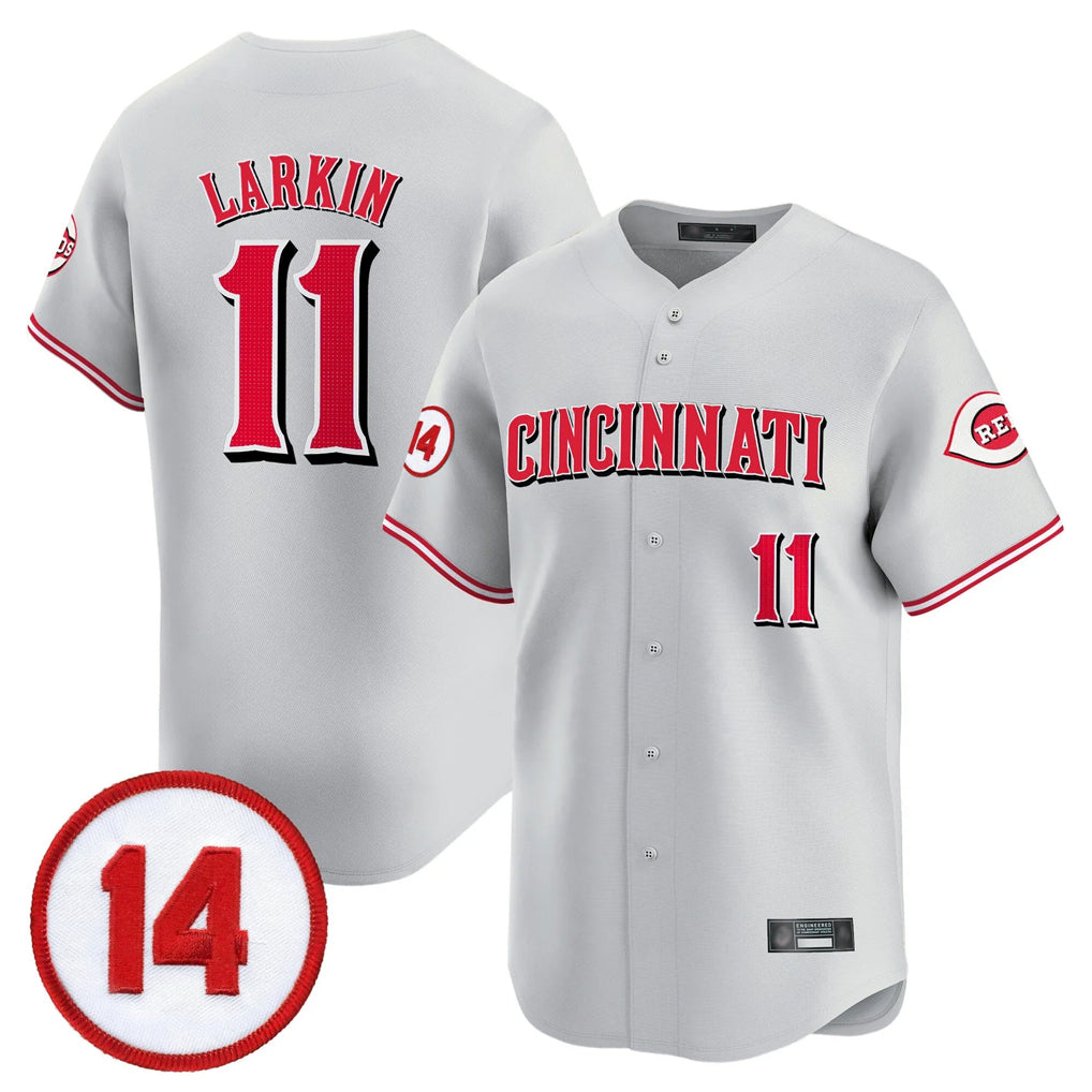 Cincinnati Reds #11 Barry Larkin Player Gray CONTON Vapor Premier Limited Home Stitched Jerseys