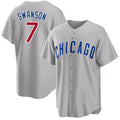 Chicago Cubs #7 Dansby Swanson Gray CONTON Cool Base Stitched Jersey