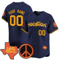 Custom Houston Astros Love Street & Peace Sign Patch Vapor Premier Limited Jersey V2 ¨C Navy CONTON