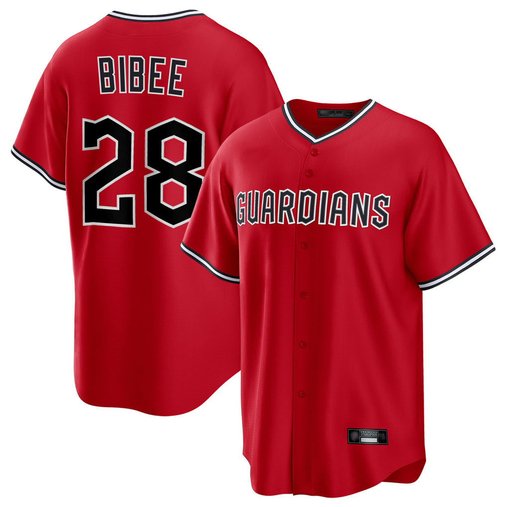 Cleveland Guardians #28 Tanner Bibee Player Red CONTON Home Game Stitched Jerseys
