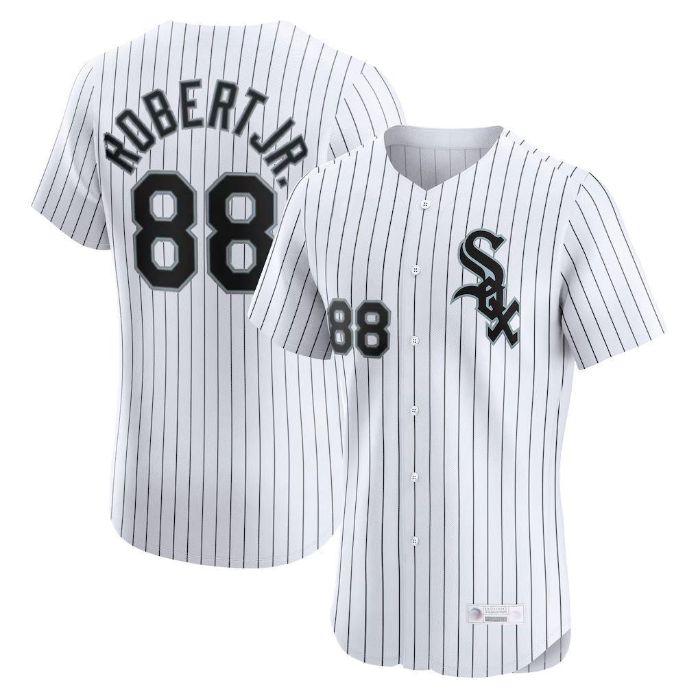 Chicago White Sox #88 Luis Robert Jr Player White CONTON Stripe Limited Elite Home Stitched Jerseys