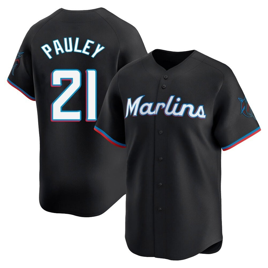Miami Marlins #21 Graham Pauley Player Black CONTON Home Limited Stitched Jerseys