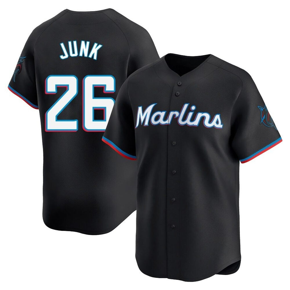Miami Marlins #26 Janson Junk Player Black CONTON Home Limited Stitched Jerseys