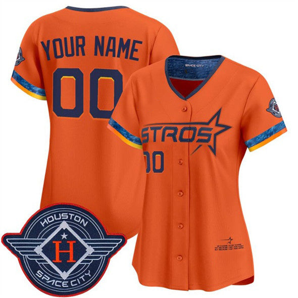 Custom Houston Astros Active Player Orange CONTON 2025 City Connect Limited Stitched Jersey