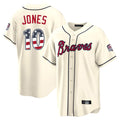 Atlanta Braves #10 Chipper Jones Player Cream CONTON USA 250 Fourth Of July Limited Home Game Stitched Jerseys